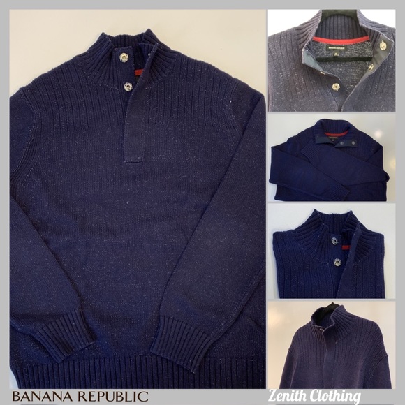 Banana Republic Navy Three Button Sweater XL - Picture 1 of 8